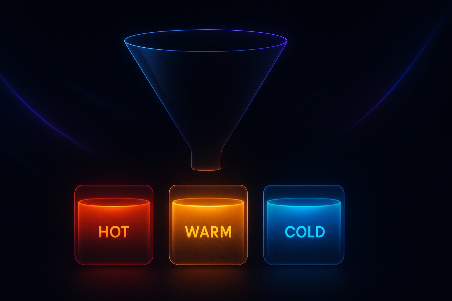 Funnel splitting leads into hot, warm, and cold segments for automated routing