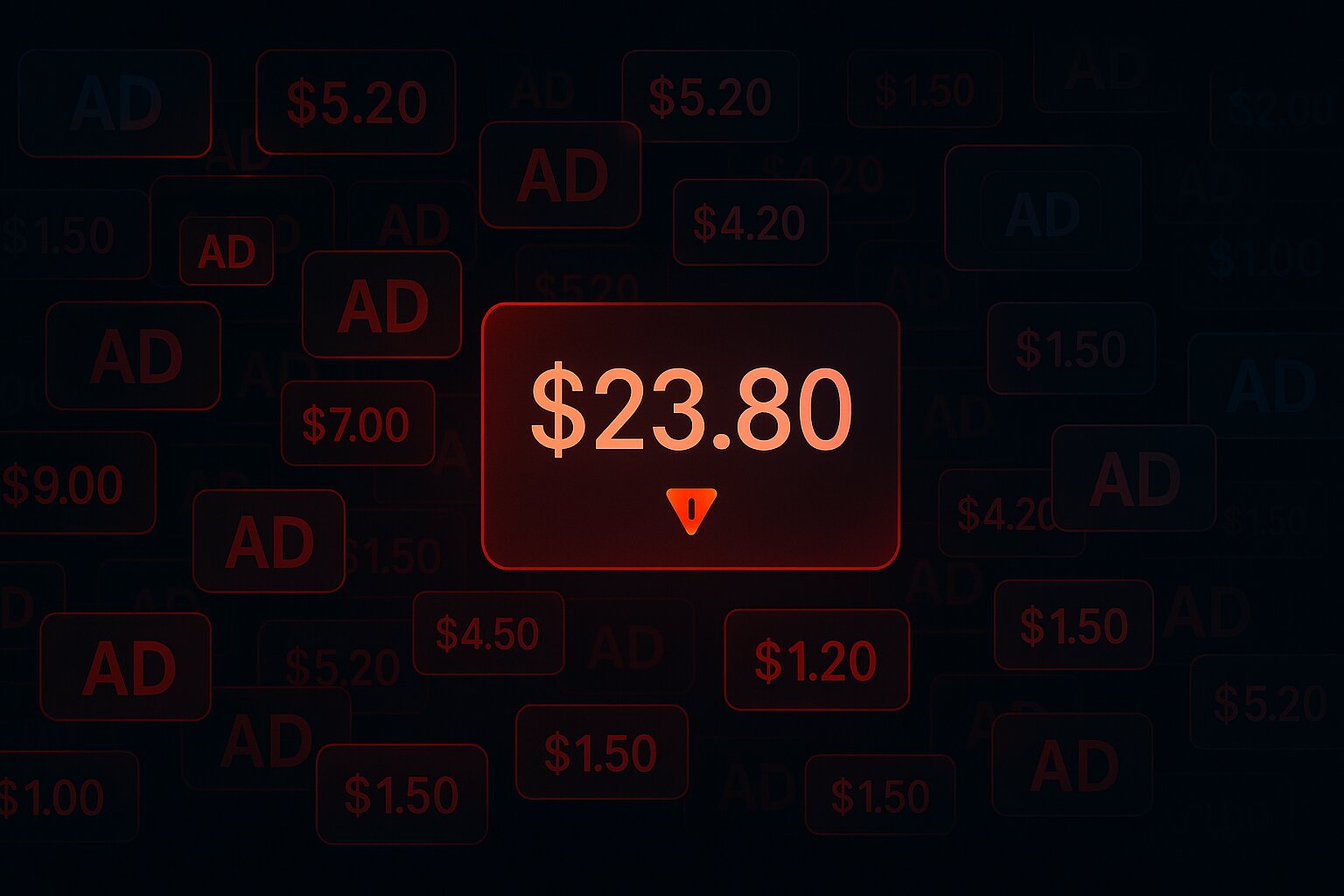 Cluttered, oversaturated ad market with a $23.80 cost-per-lead warning metric
